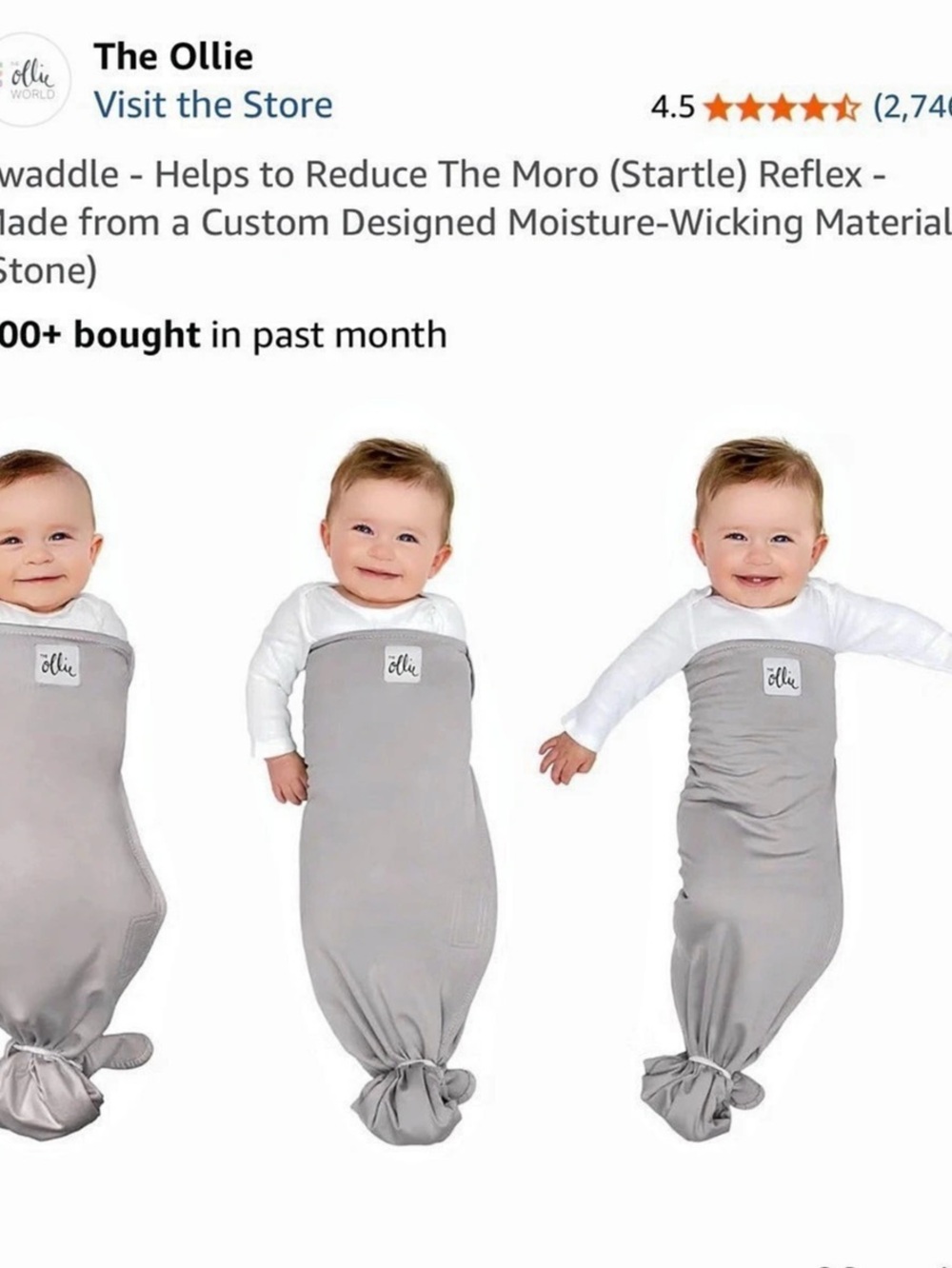 The Ollie Swaddle Baby Stone Gray Swaddle -